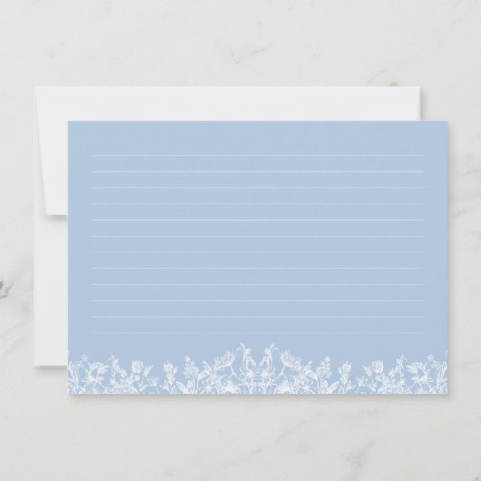 ヴィンテージブルーフローラブライダルシャワーレシピカード 招待状 (裏面)