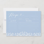 ヴィンテージブルーフローラブライダルシャワーレシピカード 招待状 (正面)