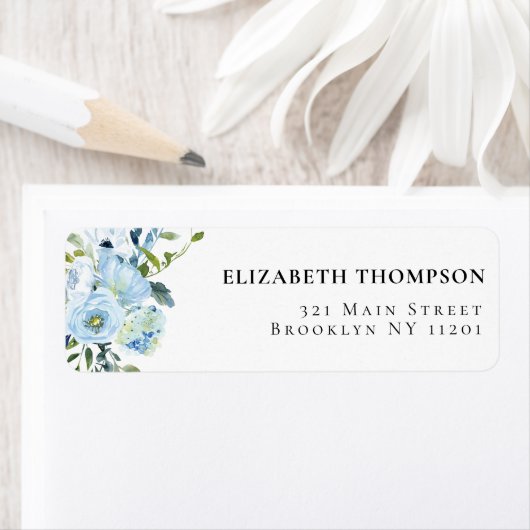 ヴィンテージブルーフローラブライダルシャワー ラベル (インサイチュ)