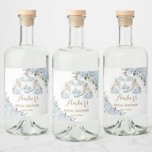 ヴィンテージブルーフローラプリンセスパンプキンキャリッジ リキュールボトルラベル (ボトル)