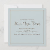 ヴィンテージブルーフローラベビー植物緑 案内状 (裏面)