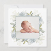 ヴィンテージブルーフローラベビー植物緑 案内状 (正面)