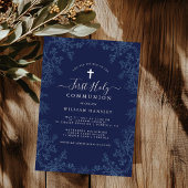 ヴィンテージブルーフローラリーフボーイズファースト通信 招待状