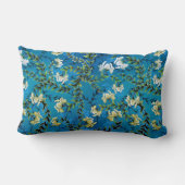 ヴィンテージブルーフローラルパターンイラストレーション ランバークッション (裏面)