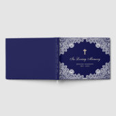 ヴィンテージブルーフローラレース記念葬儀写真 ゲストブック (全面)