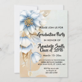 ヴィンテージブルーフローラ卒業 招待状