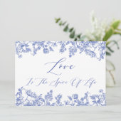 ヴィンテージブルーフローラ愛は人生のスパイス 招待状 (スタンド正面)