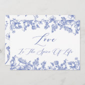 ヴィンテージブルーフローラ愛は人生のスパイス 招待状 (正面/裏面)