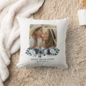 ヴィンテージブルーフローラ母の日写真 クッション (ブランケット)