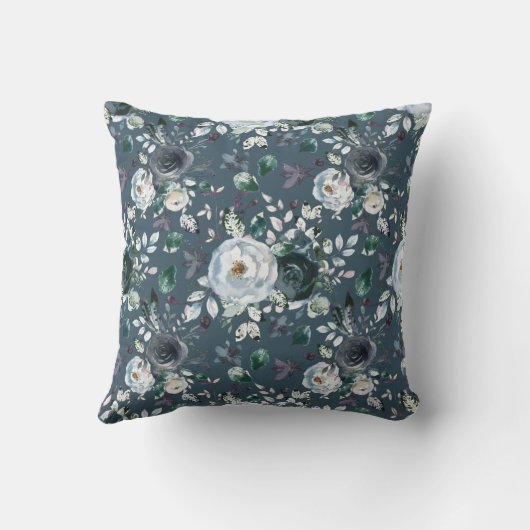 ヴィンテージブルーフローラ母の日写真 クッション (裏面)