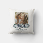 ヴィンテージブルーフローラ母の日写真 クッション (正面)