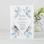 ヴィンテージブルーフローラ水色ブライダルシャワー 招待状 (スタンド正面)