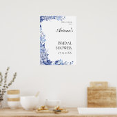 ヴィンテージブルーフローラ結婚のウェルカムサイン ポスター (キッチン)