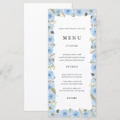 ヴィンテージブルーフローラ結婚のメニューカード メニュー (正面/裏面)
