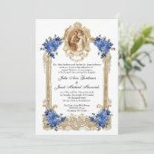 ヴィンテージブルーフローラ結婚式招待状 招待状 (スタンド正面)