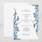 ヴィンテージブルーフローラ結婚式招待状 招待状 (正面/裏面)