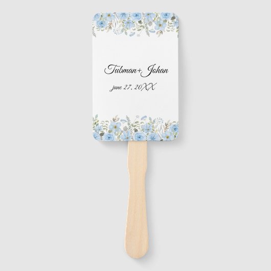 ヴィンテージブルーフローラ結婚式 プログラムハンドファン ハンドファン (正面)