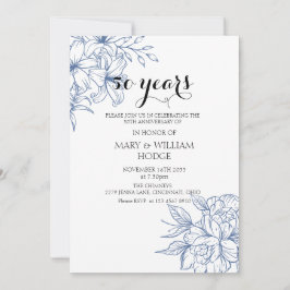 ヴィンテージブルーフローラ結婚50周年 招待状