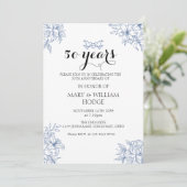 ヴィンテージブルーフローラ結婚50周年 招待状 (スタンド正面)