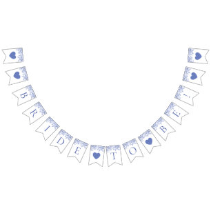 ヴィンテージブルーフローラ花嫁へバンティングバナー バンティングフラッグ