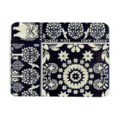 ヴィンテージブルーフローラ花織物織物 マグネット (横)