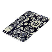 ヴィンテージブルーフローラ花織物織物 マグネット (左側)