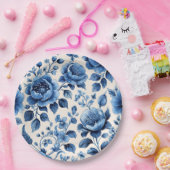 ヴィンテージブルーフローラ ペーパープレート (パーティー)