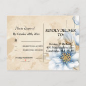 ヴィンテージブルーフローラRSVP招待状はがき インビテーションポストカード (裏面)