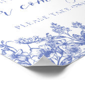 ヴィンテージブルーフローラThank You For 来 Sign ポスター (角)