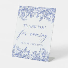 ヴィンテージブルーフローラThank You For 来 Sign 台座サイン