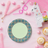 ヴィンテージブルーブラウングリーンバルセロナスタージオメトリック ペーパープレート (パーティー)