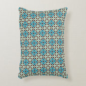 ヴィンテージブルーブラウンバルセロナスタータイル幾何学模様 アクセントクッション (正面(垂直))