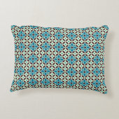 ヴィンテージブルーブラウンバルセロナスタータイル幾何学模様 アクセントクッション (裏面)