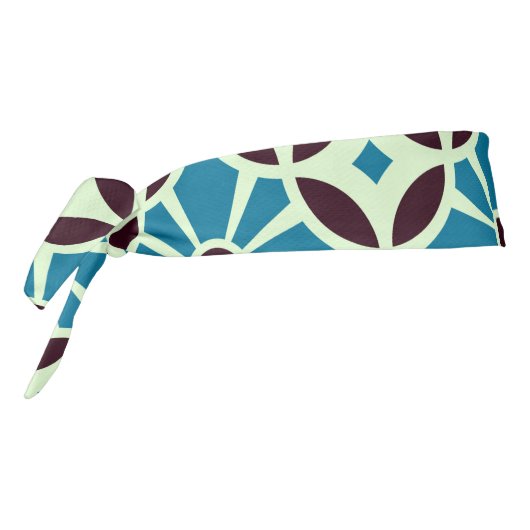 ヴィンテージブルーブラウンバルセロナスタータイル幾何学模様 タイヘッドバンド (回転270)