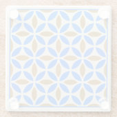 ヴィンテージブルーブラウンバルセロナ花びらジオメトリックタイル ガラスコースター (裏面)