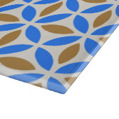 ヴィンテージブルーブラウンバルセロナ花びら幾何学的タイル カッティングボード (角)