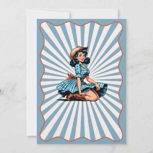 ヴィンテージブルーブラックウェスタン女性のカーボーイ40歳の誕生日 招待状 (裏面)