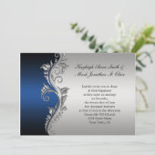 ヴィンテージブルーブラック&シルバー結婚式招待状 招待状 (スタンド正面)
