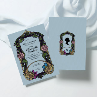 ヴィンテージブルーブリジェルトンブライダルシャワー招待 招待状