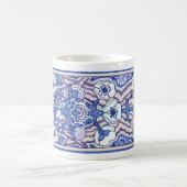ヴィンテージブルーブロッサムアールヌーボープリント コーヒーマグカップ (中央)