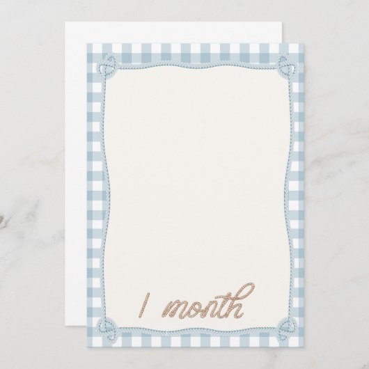 ヴィンテージブループレイドロデオ1ヶ月の月次カード 招待状 (正面/裏面)