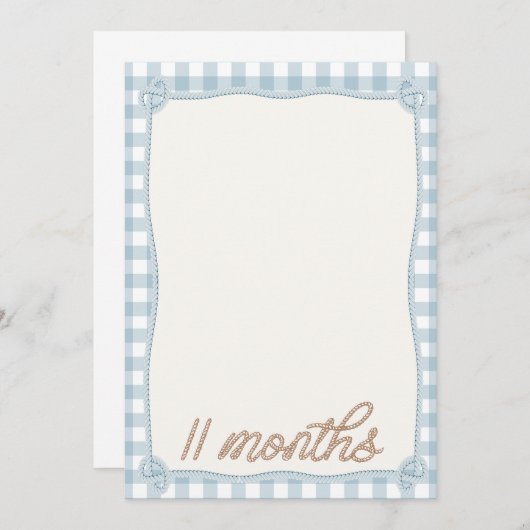 ヴィンテージブループレイドロデオ11ヶ月月毎カード 招待状 (正面/裏面)