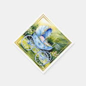 ヴィンテージブルーベビーキャリッジインガーデン開花 スタンダードカクテルナプキン (角)