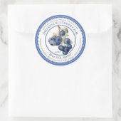 ヴィンテージブルーベリーイラストレーションブルー縁どジャム ラウンドシール (バッグ)