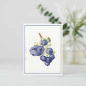 ヴィンテージブルーベリーウォーターカラー植物学 ポストカード (スタンド正面)