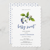 ヴィンテージブルーベリーベリースイートベビーシャワー 招待状 (正面/裏面)