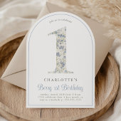 ヴィンテージブルーベリーベリーファースト誕生日アーチ 招待状