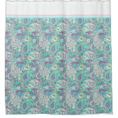 ヴィンテージブルーペイズリーシャワーカーテン シャワーカーテン (正面)