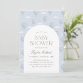 ヴィンテージブルーホットエアバルーンベビーシャワー 招待状 (スタンド正面)