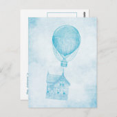 ヴィンテージブルーホットエアバルーン移動コテージ ポストカード (正面/裏面)